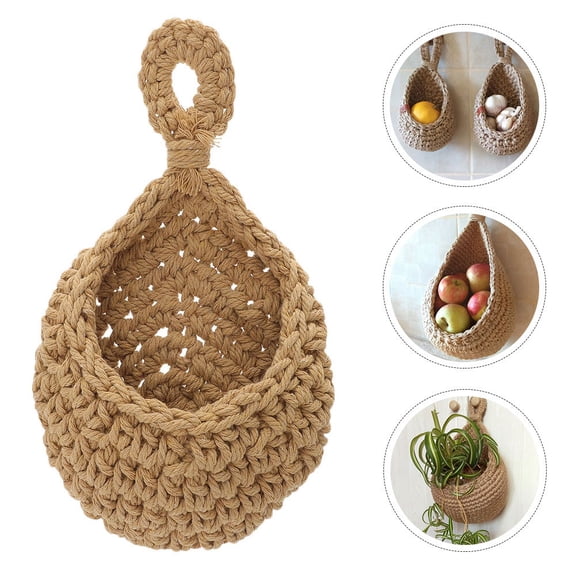 Hytrove Vegetable Storage Wall Mounted Basket Made of Cotton Rope 1Pcs