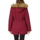 thumbnail image 3 of Chaqueta de parka de invierno para mujer Allegra K, abrigo acolchado largo, cálido, a prueba de viento, con capucha de piel sintética, S, rojo oscuro, 3 of 6