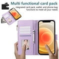 thumbnail image 4 of Wallet Phone Case Compatible with iPhone 14,Retro PU Leather Strap Wristlet Flip Phone Case with Magnetic Closure,[RFID Blocking] Card Holder and Kickstand for Men Women,Purple, 4 of 9