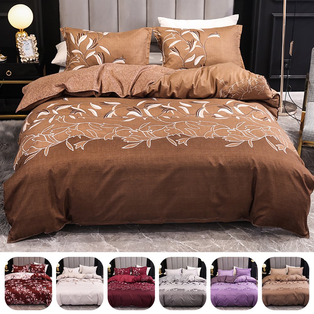 3 Piece Duvet Bedding Cover Set, Breathable and Soft,Simple Flower Pattern Printed All Size