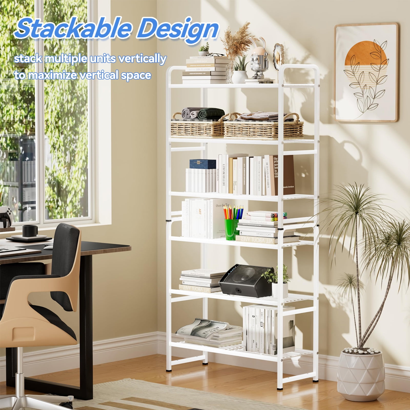 SUFAUY 3-Tier Metal Storage Rack Shelving Unit, Load 250 lb, White