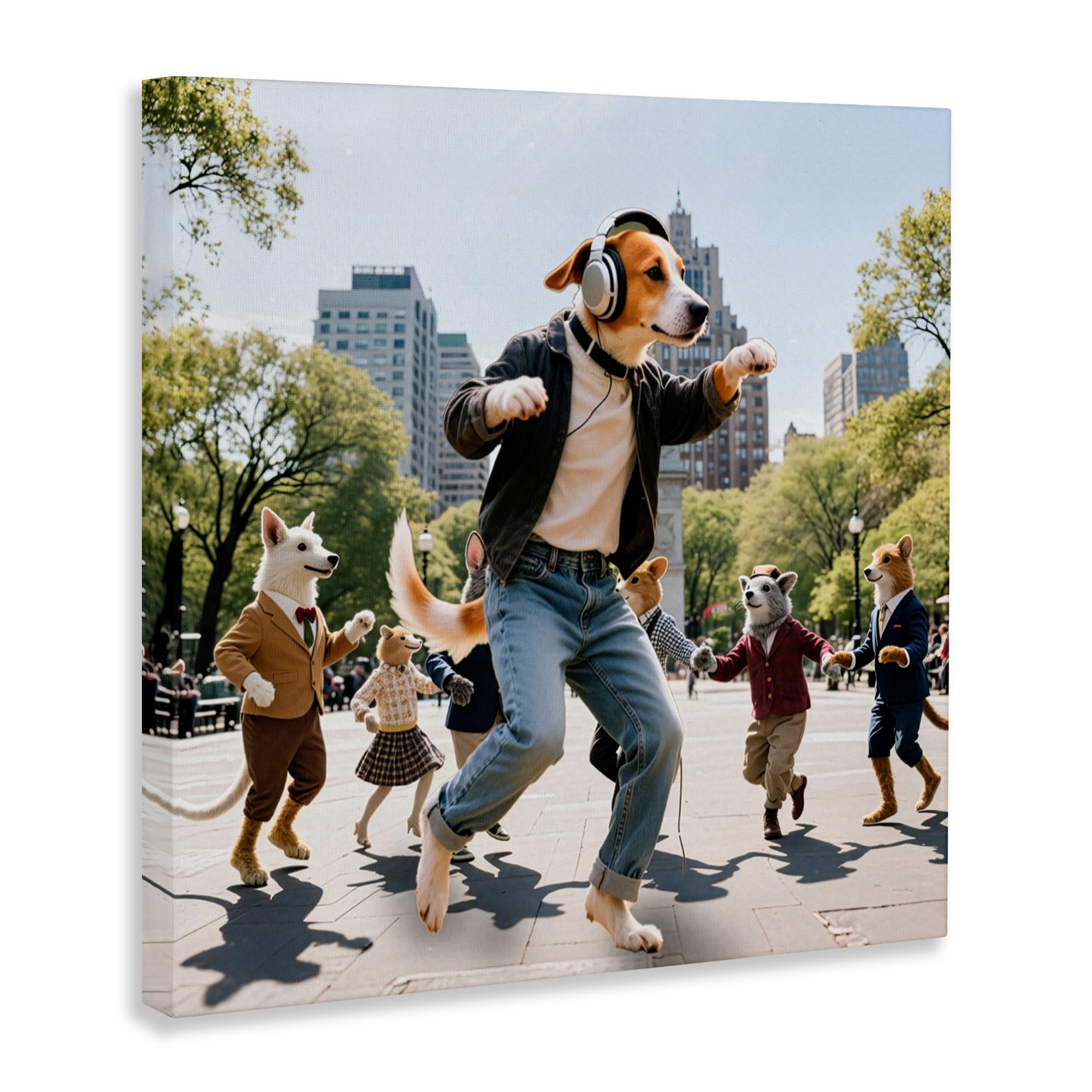 Stupell Industries Stylish Dog Dancing in Park Canvas Wall Art, design by CAD Designs