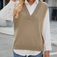 thumbnail image 2 of Teylalorva Women's Slim Fit V-Neck Sweater Vest Sleeveless Lightweight Warm Winter Top Layer Brown Size XL, 2 of 6