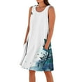 thumbnail image 2 of Drovellove Sundress with Pockets for Women Sleeveless Gradient Botanical Print Plus Size Shift Summer Dresses, Scoop Neck Loose A-Line Cotton Linen Casual Beach Coverup, 2 of 5