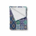 thumbnail image 2 of Ethnic Soft Flannel Fleece Blanket, Traditional Mosaic Azulejo Portuguese Cultural Ceramic Tiles Folk Design, Cozy Plush for Indoor and Outdoor Use, 70" x 90", Teal Indigo Navy Blue, by Ambesonne, 2 of 6