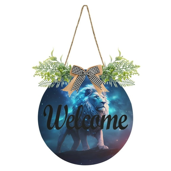 Lion Beast Welcome Sign for Front Door Wreath Door Sign for Farmhouse Porch Decoration Indoor Outdoor