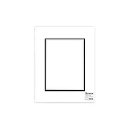 PA Framing Mat Double 16"x 20"/11"x 14" White Core White/Black