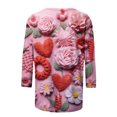 thumbnail image 4 of Offres! Aqestyerly T-Shirt Imprimé Mode Saint-Valentin pour Femmes Manches 3/4 Blouse Col Rond Hauts Décontractés, 4 of 5