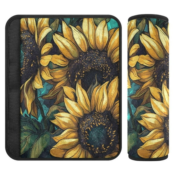 Qxltty Sunflower Graffiti Art Car Seat Strap Pads are Soft and Snug Fitting for All Cars Backpacks Pushchair