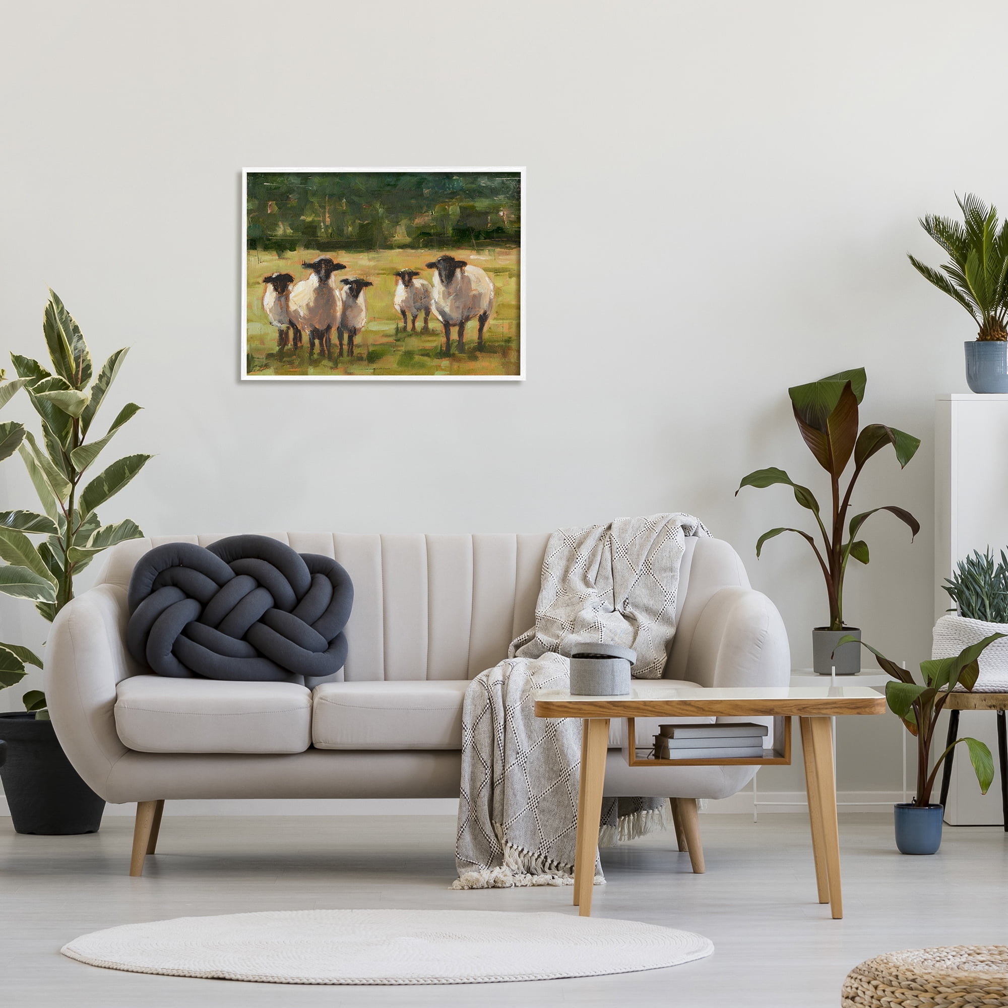 Stupell Industries Flock of Sheep Family Painting Framed Art Print Wall Art, 30x24, By Ethan Harper