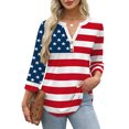 thumbnail image 3 of Ronuti Womens T-shirts 3/4 Sleeve Henley Tops for Women Ladies Premium Printed T-shirt Solid color Tops, 3 of 8