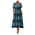 thumbnail image 2 of Robes Femmes Grande Taille Imprimé Quotidien Décontracté Manches Courtes Vintage Bohème Col en V Robe en Solde, 2 of 6
