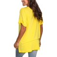 thumbnail image 5 of Summer women's V-neck solid color short-sleeved loose T-shirt with slits on both sides, 5 of 5
