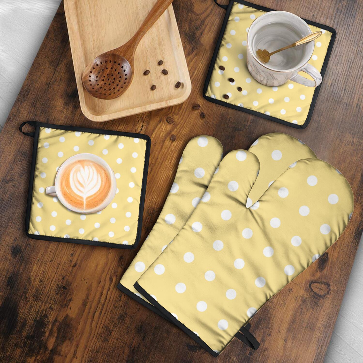 Oven Mitts and Pot Holders Set Of 4, Heat Resistant Kitchen Gloves with Non-Slip Grip, Hanging Loop, Soft Cotton Lining for Baking, Cooking, Grilling, Barbecue
