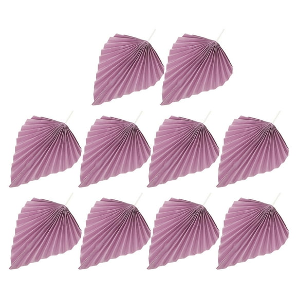 OUNONA leaf cupcake topper Paper Fan Cupcake Toppers Bohemian Decoration for Party 10PCS