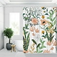thumbnail image 2 of Green Floral Shower Curtain (72\u201d x 72\u201d), Flower Tropical Leaves Shower Curtains, Polyester Fabric Printed Shower Curtain Set for Bathroom with Hooks, 2 of 6