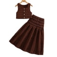 thumbnail image 4 of MEZZALL Child Girls Summer Outfit Sets Solid Color Sleeveless Crop Tops High Waist Ruffle Skirt For Toddler Kids Vacation Clothes Sets, 4 of 4