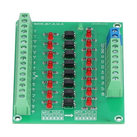 

EBTOOLS Coupling Protection Board Optical Isolation Module 24V To 5V 8 Channel Optocoupler PLC Signal Converter Board Optical Isolation Module