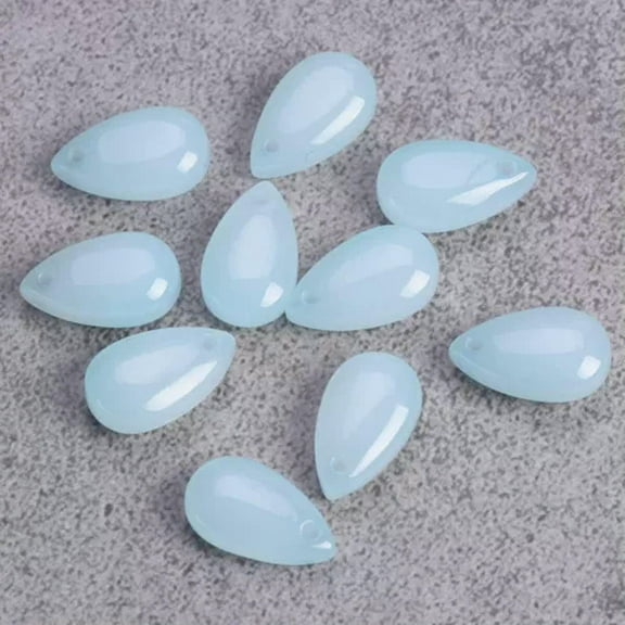 U8MO 10pcs 14x8mm Teardrop Lampwork Crystal Glass Top Drilled Pendants Loose Beads-J Light Blue