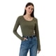 thumbnail image 1 of Remera GAP para mujer de manga larga, cuello redondo, color oliva, talla XXL, 1 of 4