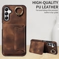 thumbnail image 6 of SaniMore for Samsung Galaxy A14 5G (6.6" 2023) Case, PU Leather Skin Shockproof Bumper Flip Purse RFID Blocking Metal Ring Stand Shell, Card Holder Cash Pocket Anti-drop Cover For Galaxy A14 5G, Brown, 6 of 16