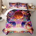 thumbnail image 2 of Castle Fairy Orange Basketball Print Twin Quilt Set,Sport Theme Graffiti Splash Twin Coverlet Set, 2 of 7