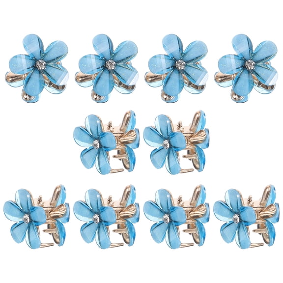 KONTONTY Small Blue Flower Jaw Clips, Durable Hair Accessories, 10Pcs