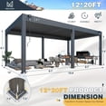 thumbnail image 4 of 12 x 20 FT Louvered Pergola with 6-Panel Pull-Down Privacy Screen, Hardtop Rainproof Pergola with Adjustable Roof for Patio, Lawn & Garden, 4 of 9