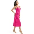thumbnail image 5 of Women Satin Nightgown Silk Chemise Mini Slips V Neck Negligee Sleepwear with Adjustable Straps Hot Pink XXL, 5 of 6