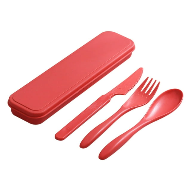 Fiudx Utensilios de Viaje, Juego de Cubiertos de Fibra de Paja Natural, Accesorios Portátiles de Almuerzo de Niños, Vajilla de Camping Fácil de Limpiar, para Picnics, Trabajo y Escuela, Material Ecol