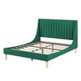 thumbnail image 5 of Green Queen Size Platform Bed with Upholstered Headboard, Slat Support, Heavy Duty Mattress Foundation, Easy Assembly, 5 of 5