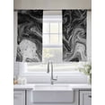 thumbnail image 4 of Gradient Black Marble Sheer Curtains 2 Panels Set Abstract Black White Ombre Water Ripples Sheer Window Curtains Light Filtering Rod Pocket Voile Drapes for Bedroom Living Room 52"x45", 4 of 8