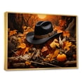thumbnail image 2 of Designart "Cowboy Hat with Autumn Vibes II" People Framed Wall Art - Mid-Century Orange Cowboys Living Room Framed Canvas Art, 2 of 6