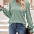 thumbnail image 2 of KIHOUT Spring Winter Womens Tops V-Neck Puff Sleeve Knitted Solid Color Long Sleeve Loose Blouse Top, 2 of 4