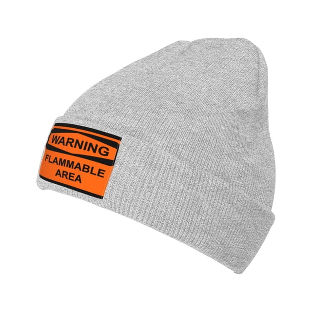 ZICANCN Bonnet Tricoté - Chapeau d'Hiver Inflammable Avertissement de Danger Doux Chaud Classique pour Hommes Femmes Signe de Sécurité Incendie