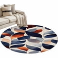 thumbnail image 2 of Navy Blue Burnt Orange Round Area Rug 4 FT, Non Slip Indoor Outdoor Rug, Botanical Abstract Palm Leaf Washable Soft Circular Carpet Non-Shedding Floor Mat for Coffee Table Nursery Foyer Balcony, 2 of 8