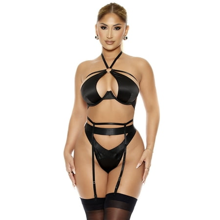Soft Life Satin Bra and Garter Belt Lingerie Set