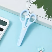 Blue Spring Loaded Safety Scissors for Ki-ds - Blunt Tip Anti-Pinch Design, Ergonomic Sch-ool Craft Scissors with Easy Cut Plastic Blades for Ages 3-8