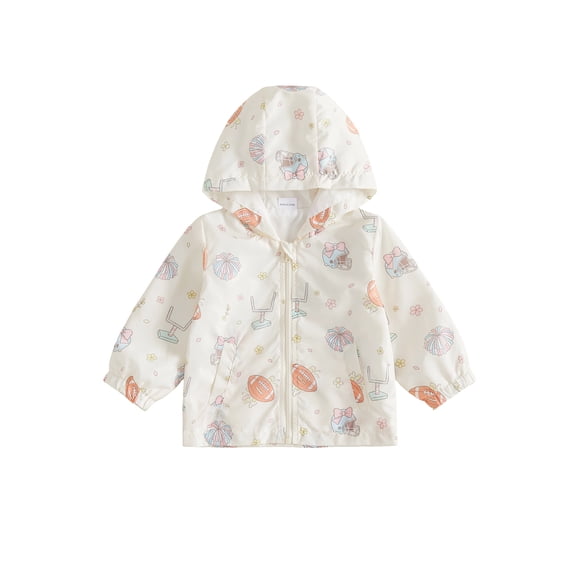 RUINIXCW Toddler Girl Fall Jacket Flower/Rugby Print Hooded Zipper Long Sleeve Coat