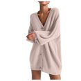 thumbnail image 3 of Cardigan for Women Trendy New Women Cardigan Sweaters Fall Oversized Button down Tops Coat Open Front Knit Cardigans Winter Outerwear Khaki S, 3 of 9