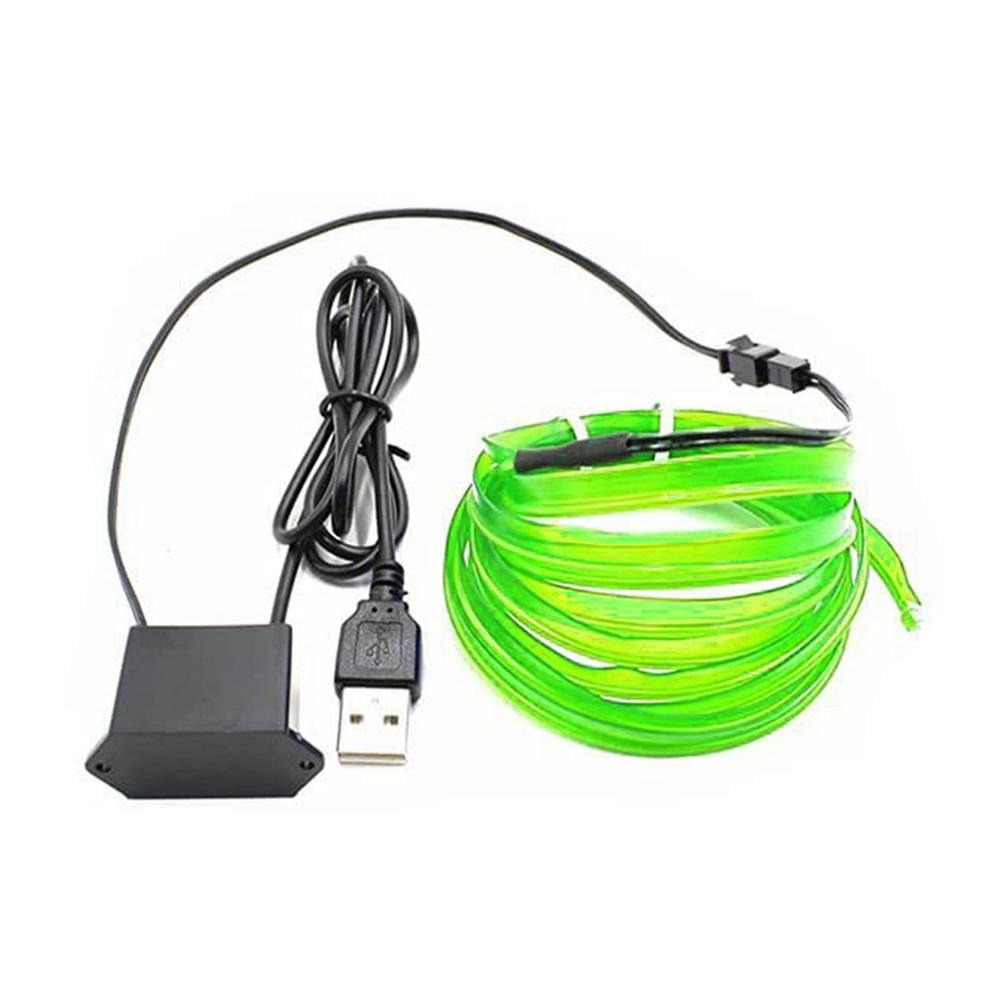 Car Decor El Wires Car kit 5m/16ft Electroluminescence Light Glowing Neon String Lights for Car Door/Console/Seat/Dash Board Decoration Easily DIY 5m,Green 
