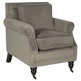 thumbnail image 3 of SAFAVIEH Karsen Traditional Rustic Upholstered Club Chair with Casters, Mushroom Taupe, 3 of 6