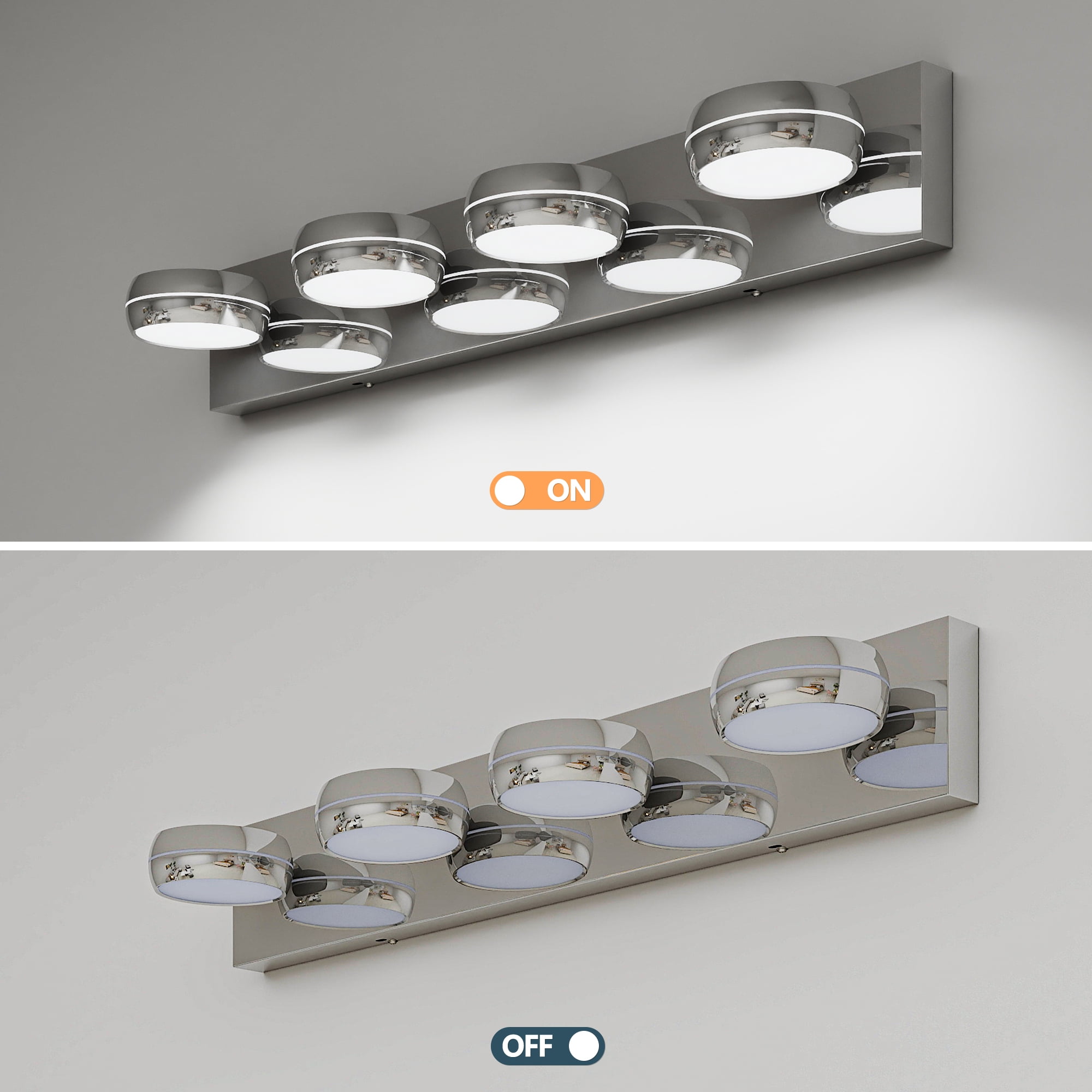 LED Vanity Lights 28in Bathroom Lights Fixtures over Mirror 4 Light LED Lighting Fixture for Bathroom 18W Mirror Lighting Fixture Modern Bath Light Bar Chrome Bath