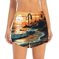 thumbnail image 4 of Lsque Serene Ocean Sunset Printed Women's Running Shorts with Liner Pockets,Elastic Quick Dry Workout Athletic Gym Yoga Shorts,Womens High Waist Shorts-Large, 4 of 9