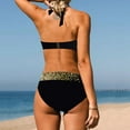 thumbnail image 4 of WREESH Womens Bikini Sets High Waisted Bikini Split Bikini Two-Piece Print Beach Swimsuit Beachwear Bathing Suits Black, 4 of 4