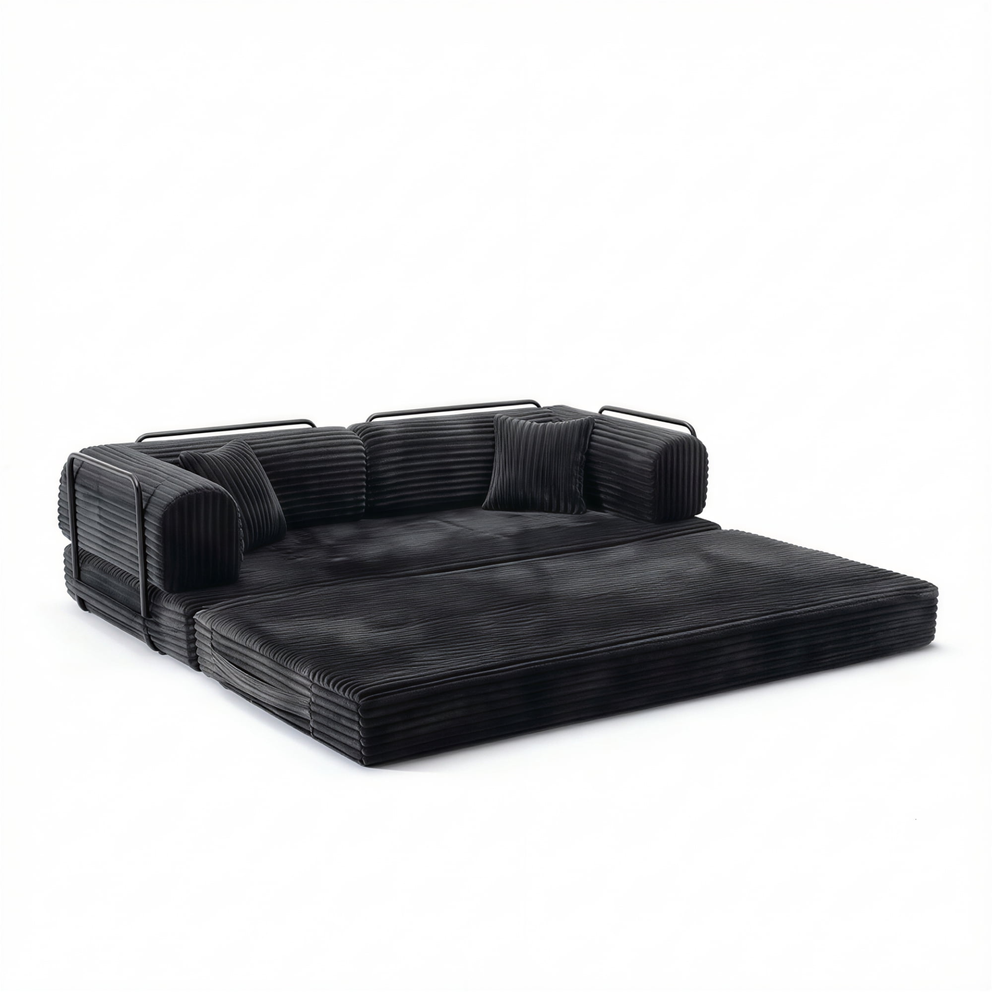 Leumius 78 Inch Convertible Sleeper Sofa Bed,Folding Floor Mattress Couch with Fixed-Shape Frame,Futon Boneless Couch Lounge Loveseat with Pull Out Bed, No Assembly Required,Antique Gray