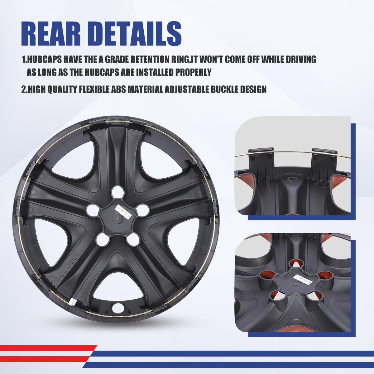 4pcs/Set 17" Hubcaps Wheel Rims Cover for 2013-2018 Toyota Rav4 Compatible With Steel Wheels Snap on Installation(Black Lacquer & Red Lacquer)