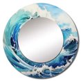 thumbnail image 2 of Designart "Ocean Storm With Blue Waves" Ocean Rund Mirror For Wall Decor - Large Blue Round Printed Mirror -Coastal Round Living Room Mirror - 23" x 23", 2 of 6