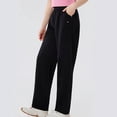 thumbnail image 3 of Plebaso Girls Boys Straight Leg Sweatpants High Elastic Waist Trousers Open Bottom Cotton Pants with Pockets, 3 of 6