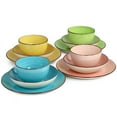 thumbnail image 4 of Elama Hudson 12 Piece Double Bowl Stoneware Dinnerware Set in Assorted Colors, 4 of 7